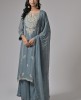 Organza Grey Embroidered Palazzo Suit
